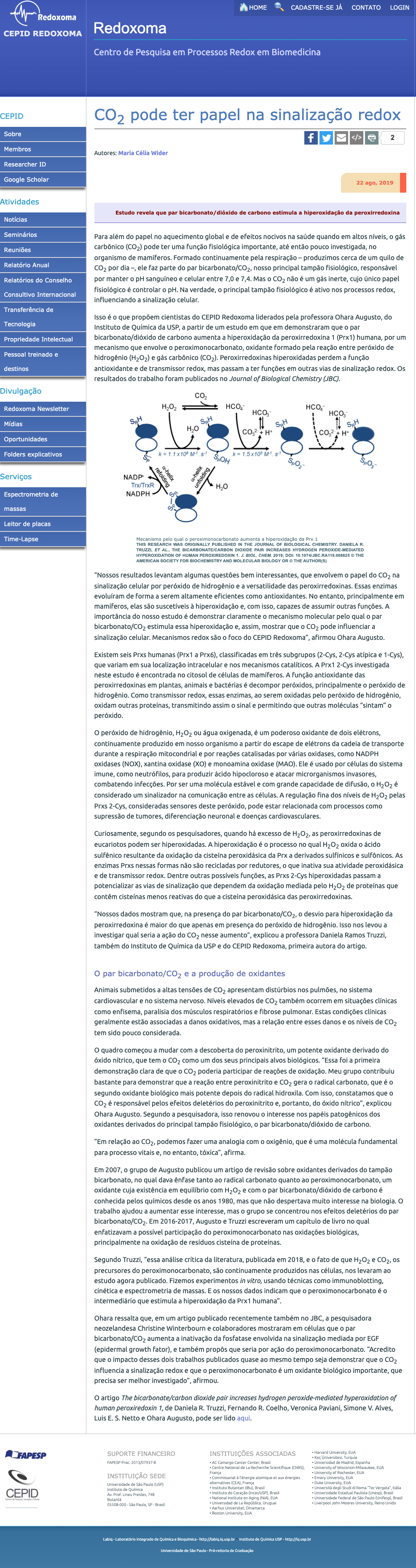 CO<sub>2</sub> pode ter papel na sinalização redox